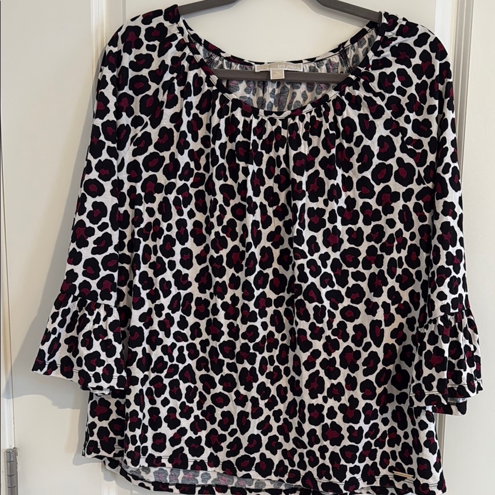 MICHAEL Michael Kors Black and Cream Boxy Blouse 3/4 Sleeve